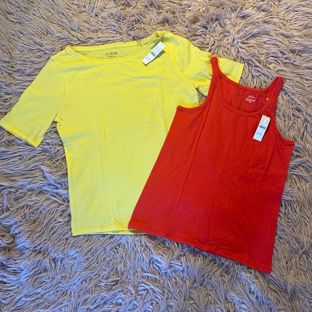 NWT J Crew BUNDLE of 2 Organic Slub Knit T Shirt and Tank